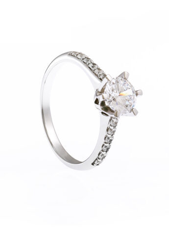 White gold rings with diamonds